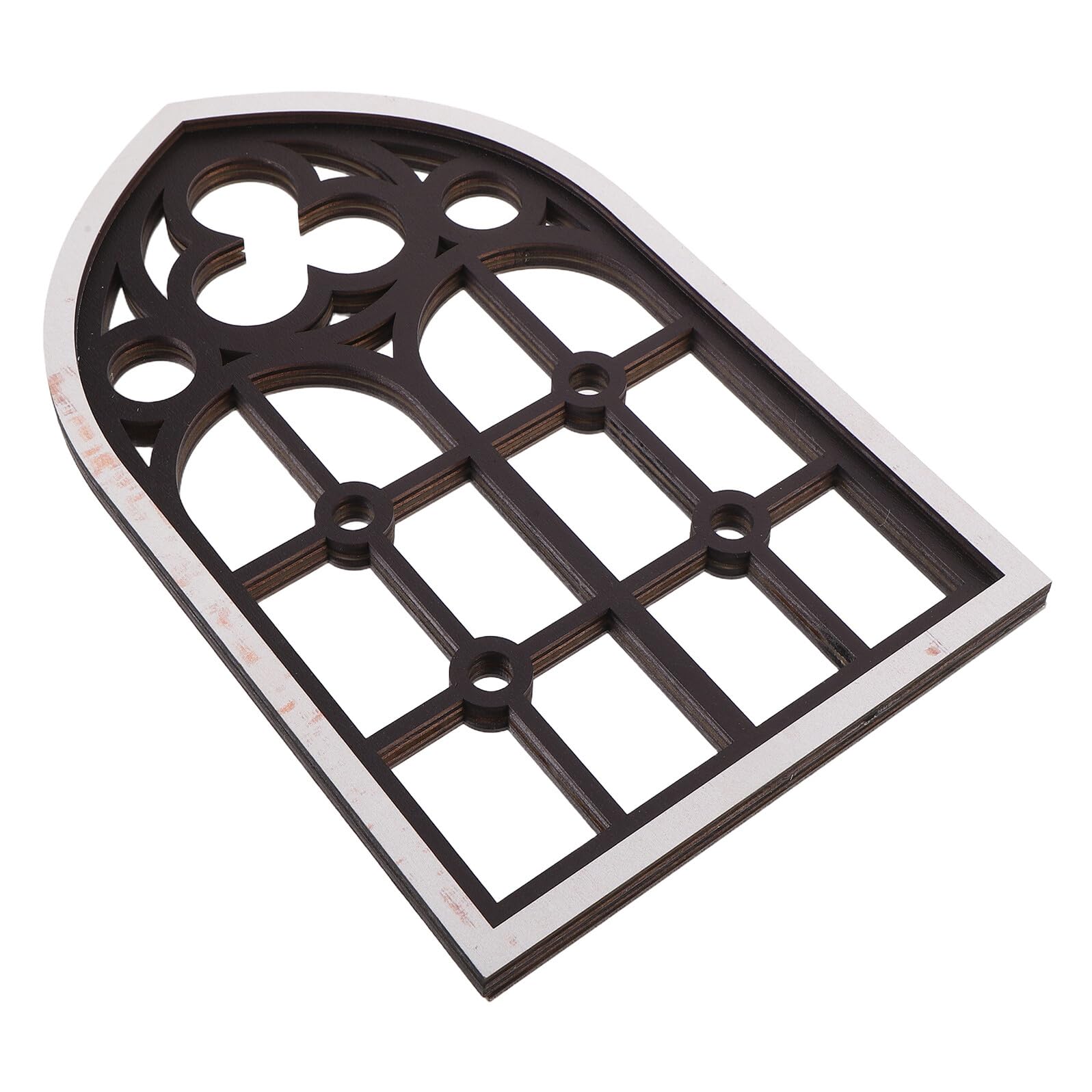 Miroir mural gothique cintré 30x19 cm en bois vieilli pour entrée
