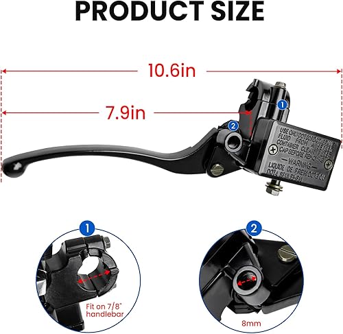Miniatura 4 de Kit de cilindro maestro de freno de 7/8 pulgadas Manillar Palanca de freno delantera derecha compatible con Honda TRX TRX250 TRX300 350 400 450