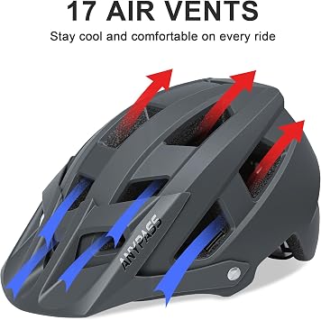 Bike Helmet Men Women, Lightweight MTB Cycle Helmet with Detachable Visor, Adjustable Mountain Road Bicycle Helmet with Dial Fit, Safety Certified Cycling Helmet for Adult Youth