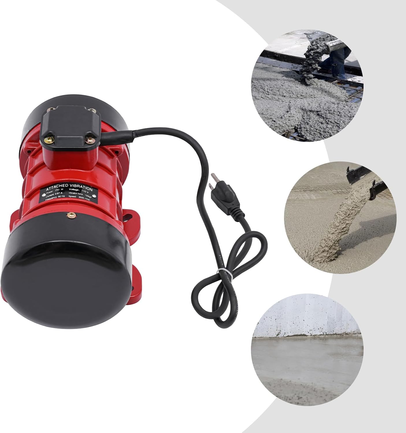 Concrete Vibrator Vibration Motor 250W Mini Vibrating Motor Single Phase Aluminum Alloy AC 110V 3500rpm Vibrating Vibrators for Shaker Table