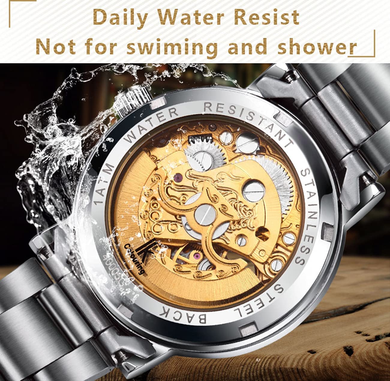 MASTOP Women's Watches Automatic Steampunk Self Winding Mechanical Silver Bracelet Ladies Skeleton Wrist Watch