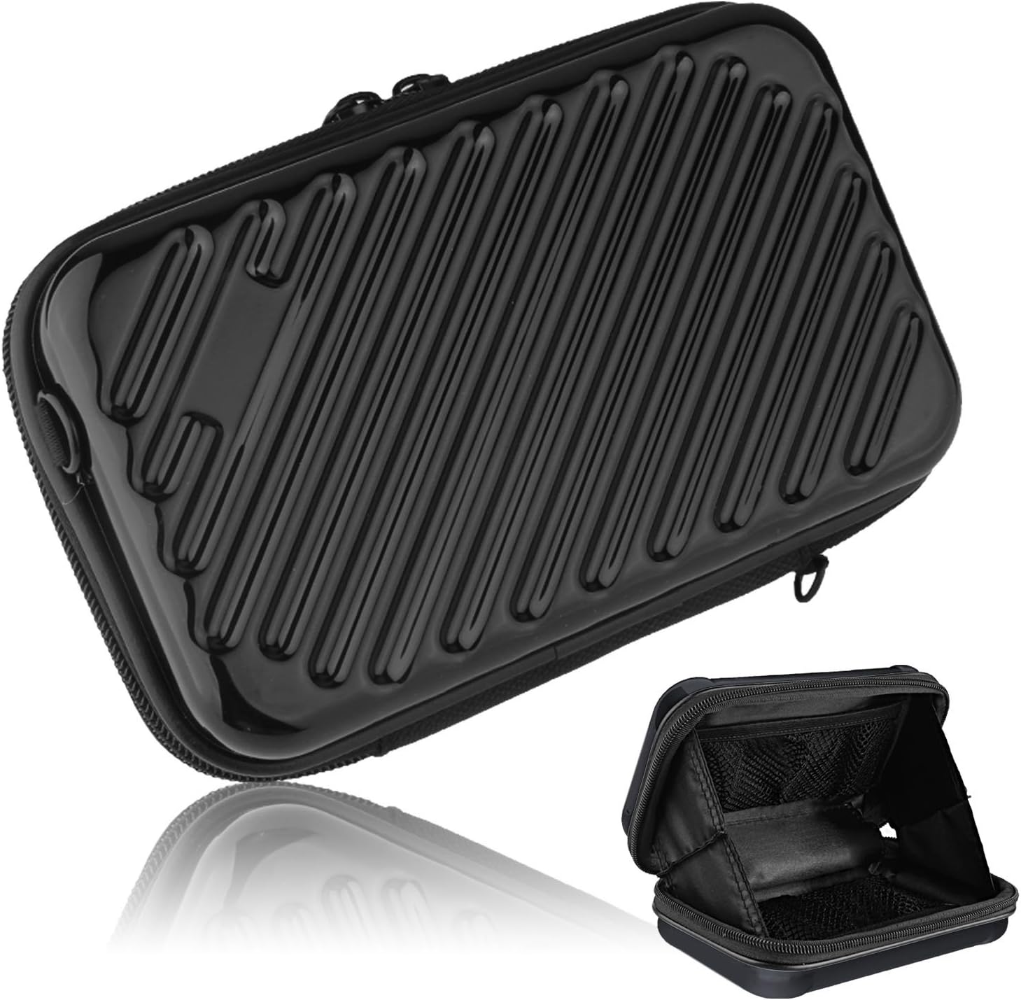 Ctbd Hard Drive Bag Compact Protective Case Travel Storage Carrying Case Bag Pouch for Cell Phone iPad Accessories USB Cables Power Banks Hard Disk 2.5" Portable External Device (Black)