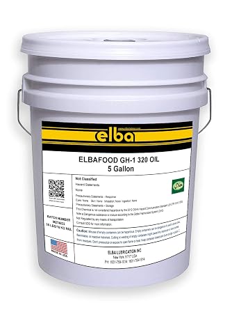 Food Grade | Gear Oil 320 | Industrial EP Gear Oil | Fully Synthetic Blend | NSF Registered AS H-1. Kosher and Halal Approved. Compare to LUBRIPLATE | Petro-Canada | 5 GL Pail Made in USA