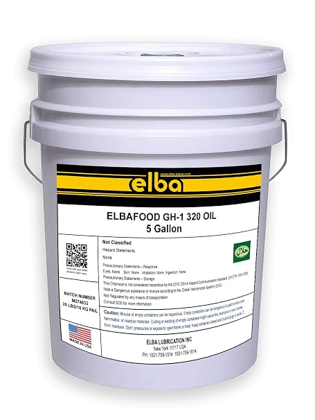Food Grade | Gear Oil 320 | Industrial EP Gear Oil | Fully Synthetic Blend | NSF Registered AS H-1. Kosher and Halal Approved. Compare to: LUBRIPLATE | Petro-Canada | (5 GL Pail) Made in USA