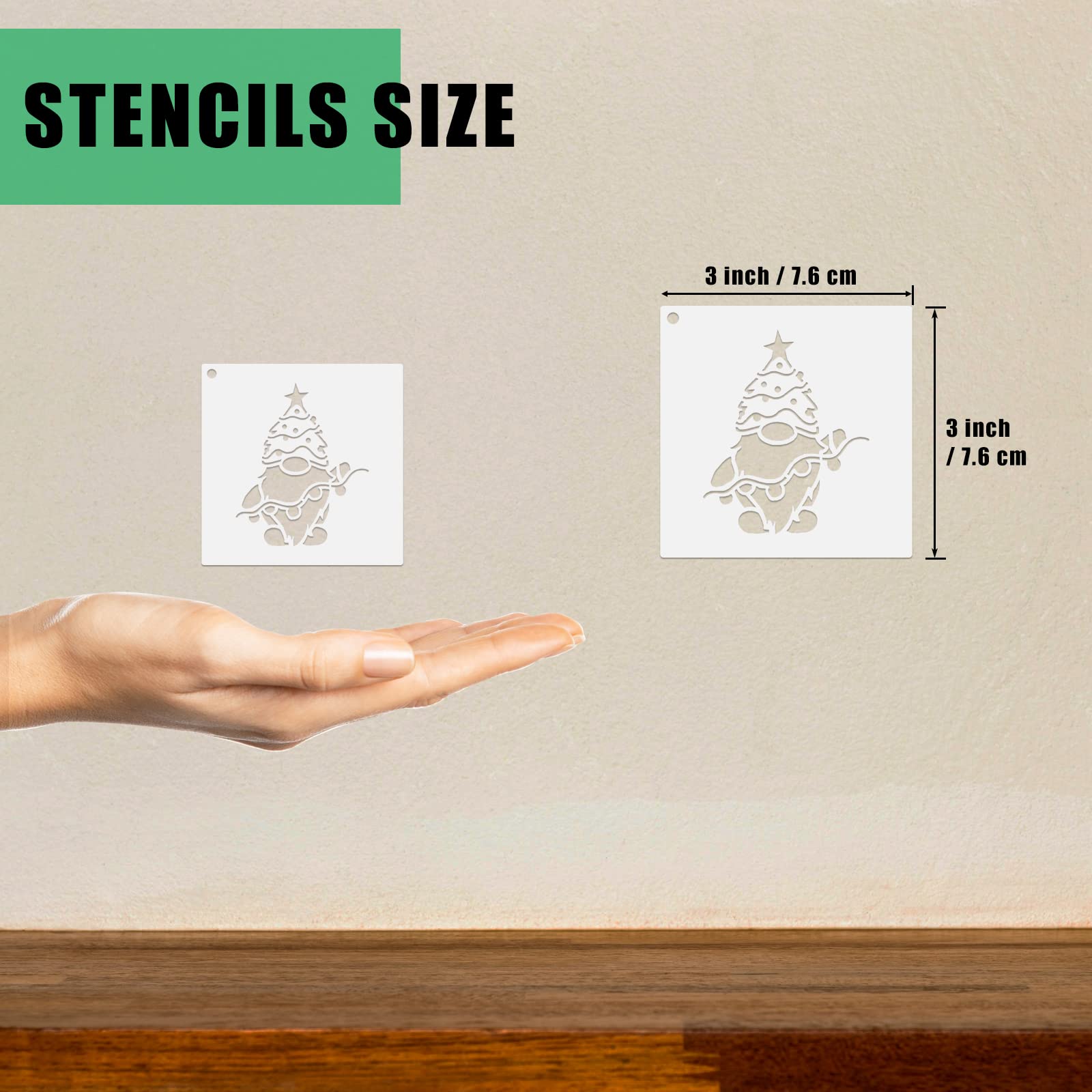 24 Pochoirs Noël Réutilisables 3x3 Pouces - Flocons, Père Noël, Sapin - Pour Peinture Sur Bois, Tissu, Verre - DIY Déco Intérieur - 6