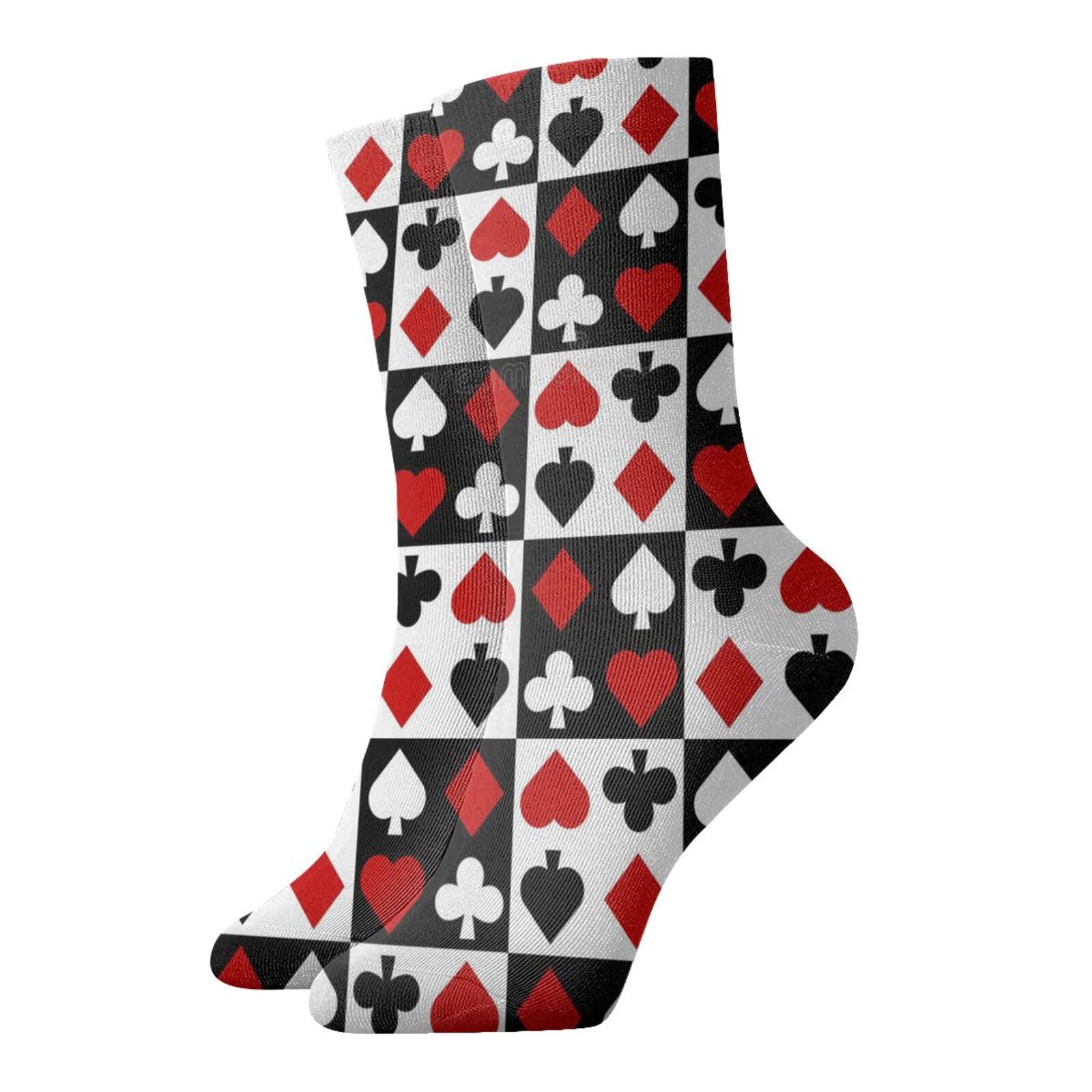 Hceaatb Men's White Adult Ankle Socks Playing Cards Casual Crew Socks Combed Cotton Sock Colorful Fun Socks For Wo's Thermal