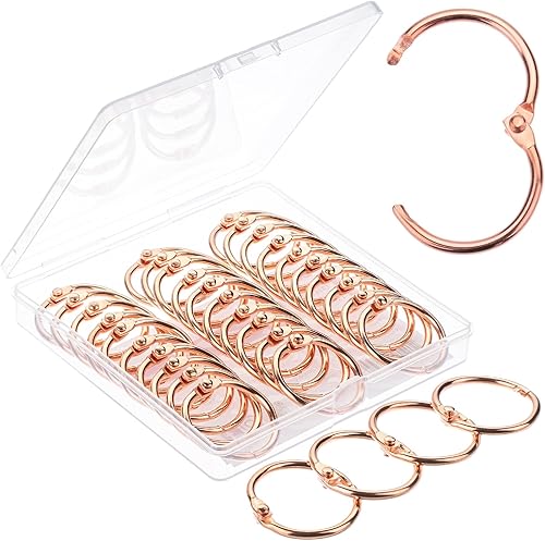 Mr. Pen - Anillo para carpeta de hojas sueltas, paquete de 40, anillos de oro rosa de 1 pulgada, anillos de libro, anillos de metal para tarjetas de