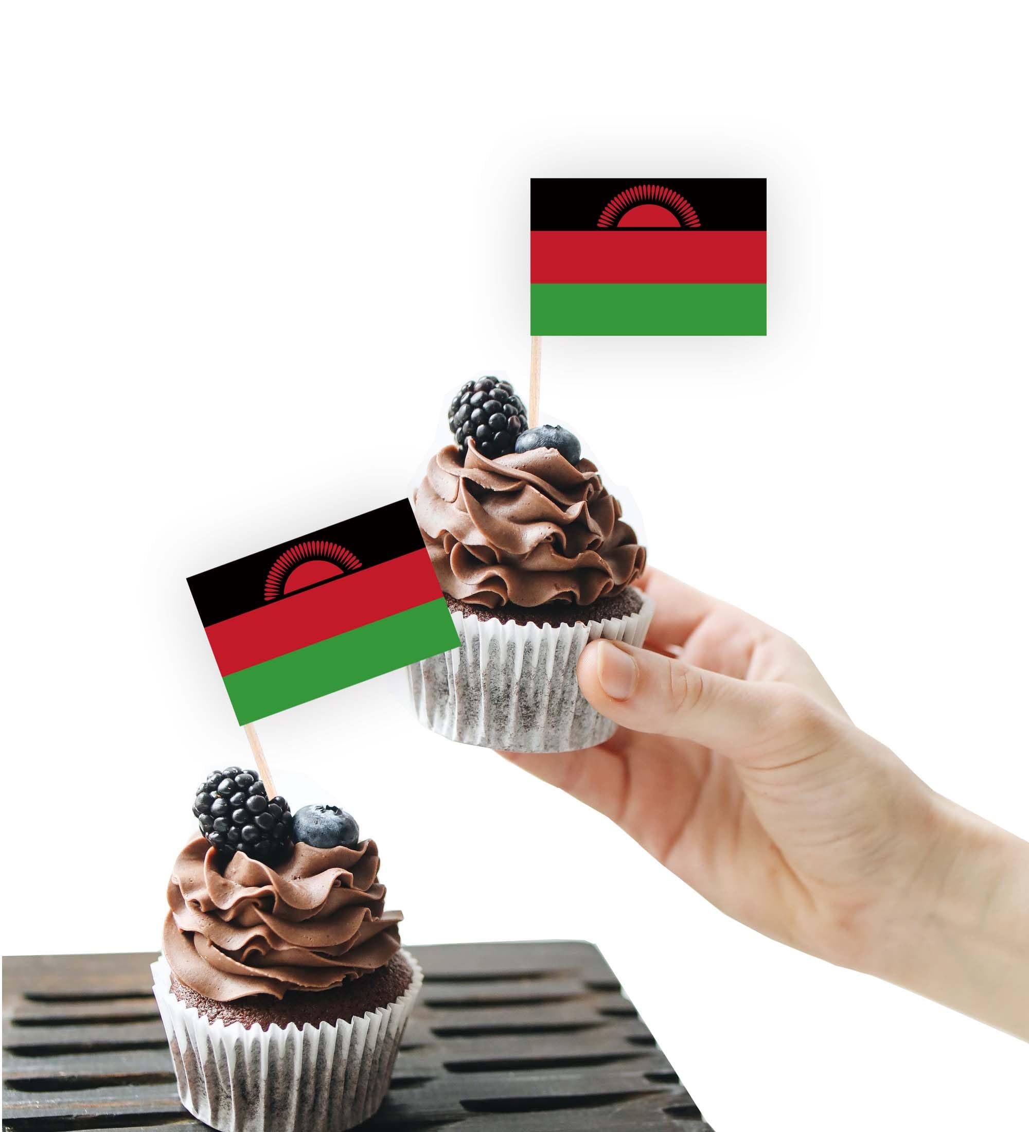 100PCS Malawi Flag Cake Topper,Malawian Cupcake Stand For Party Decoration Supplies — image 1