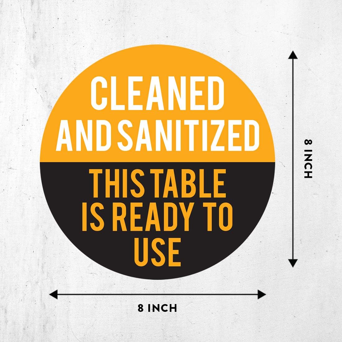 Andaz Press Restaurant Social Distancing Clean And Sanitized, This Table Is Ready To Use Business Signs, 50 Labels, 10-Pack 8" Round Labels + 40-Pack 2" Circle Vinyl Sticker Decals