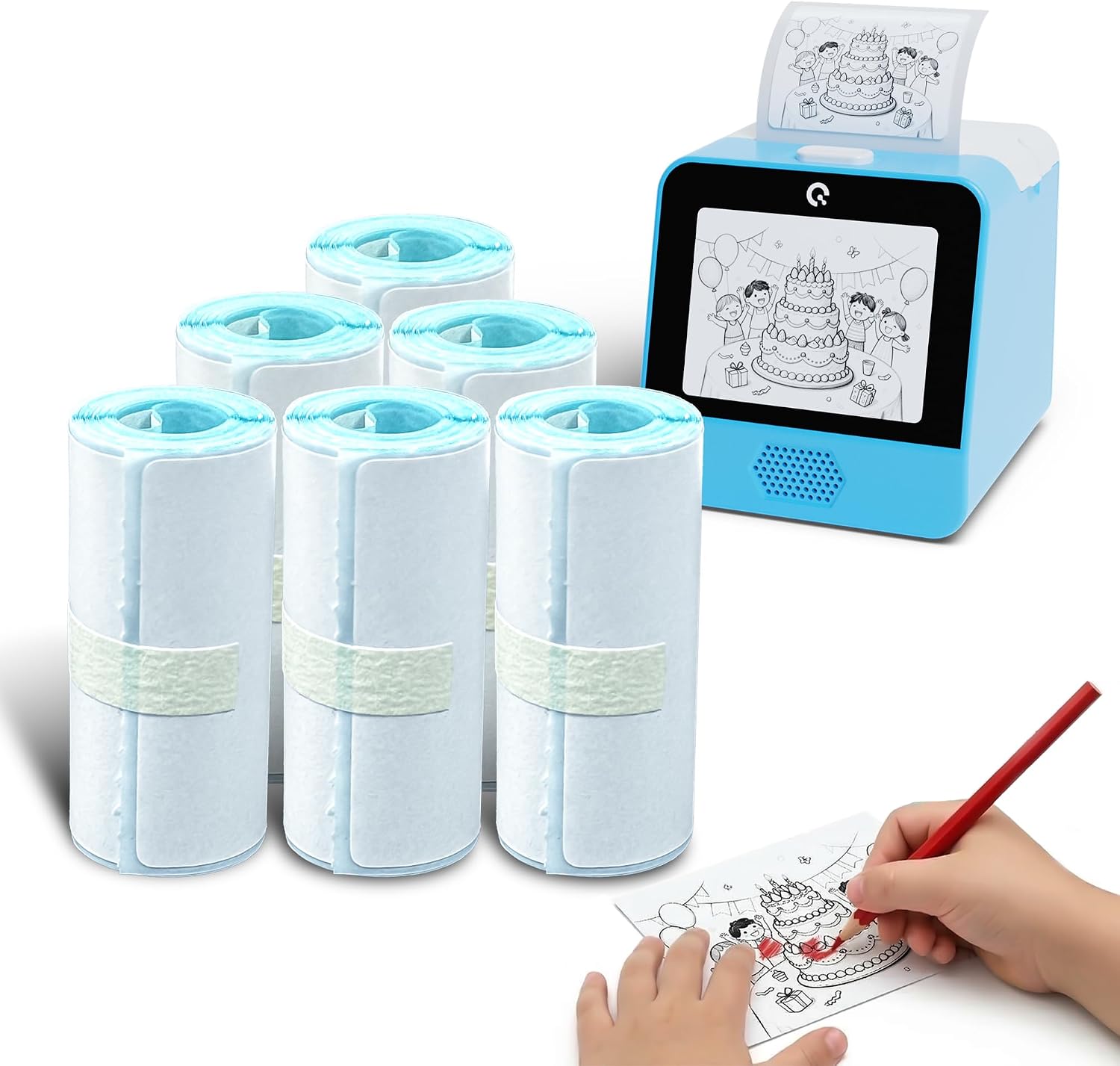 Thermal Paper Rolls for Ognee AI Sticker Printer, Self-Adhesive Thermal Paper Refills for Kids Portable Printer, Inkless Printing for DIY Labels, Crafts and Learning, Inkless Printing Paper