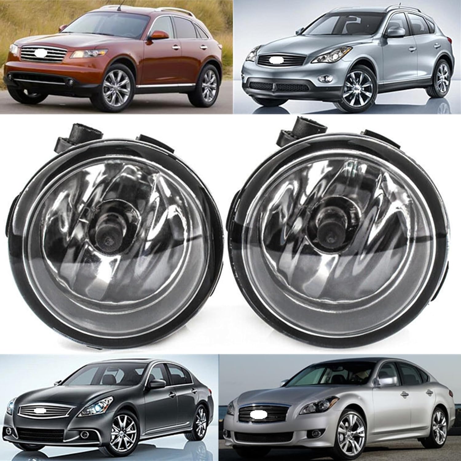 Pair Fog Lights Compatible With Infiniti EX35 2008-2012/ FX35 2006-2012/ EX37 FX37 2013/ FX45 2006-2008/ G25 2011-2012/ M37 M56 2011-2013 Replaces 261508990B 261508993B 261508998B