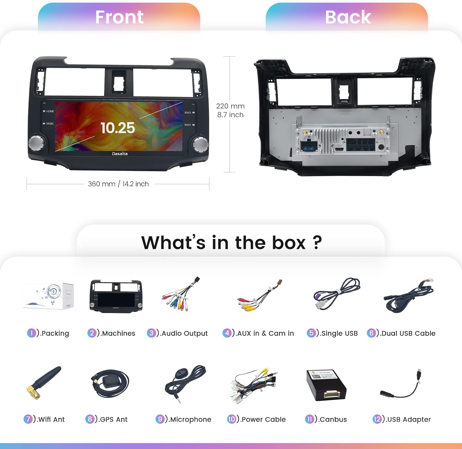 Dasaita 10.25" Android 11 Car Stereo for Toyota 4Runner 2014 2015 2016 2017 2018 2019 Wireless Carplay Android Auto GPS Navigation Radio Audio Video Touch Screen Head Unit 4G RAM 64G ROM