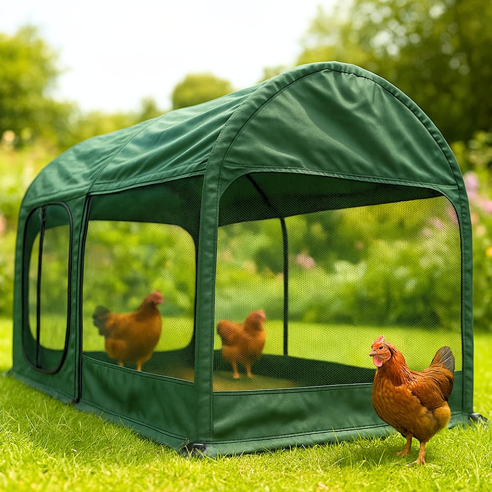 GardenSkill Poulailler Cage a Lapin Exterieur 200x100cm | Tunnel Maison pour Cochon d'Inde Poule | Enclos de Jardin pour Petits Animaux de Compagnie | Abri avec Filet de Protection | 3 Portes Zippées