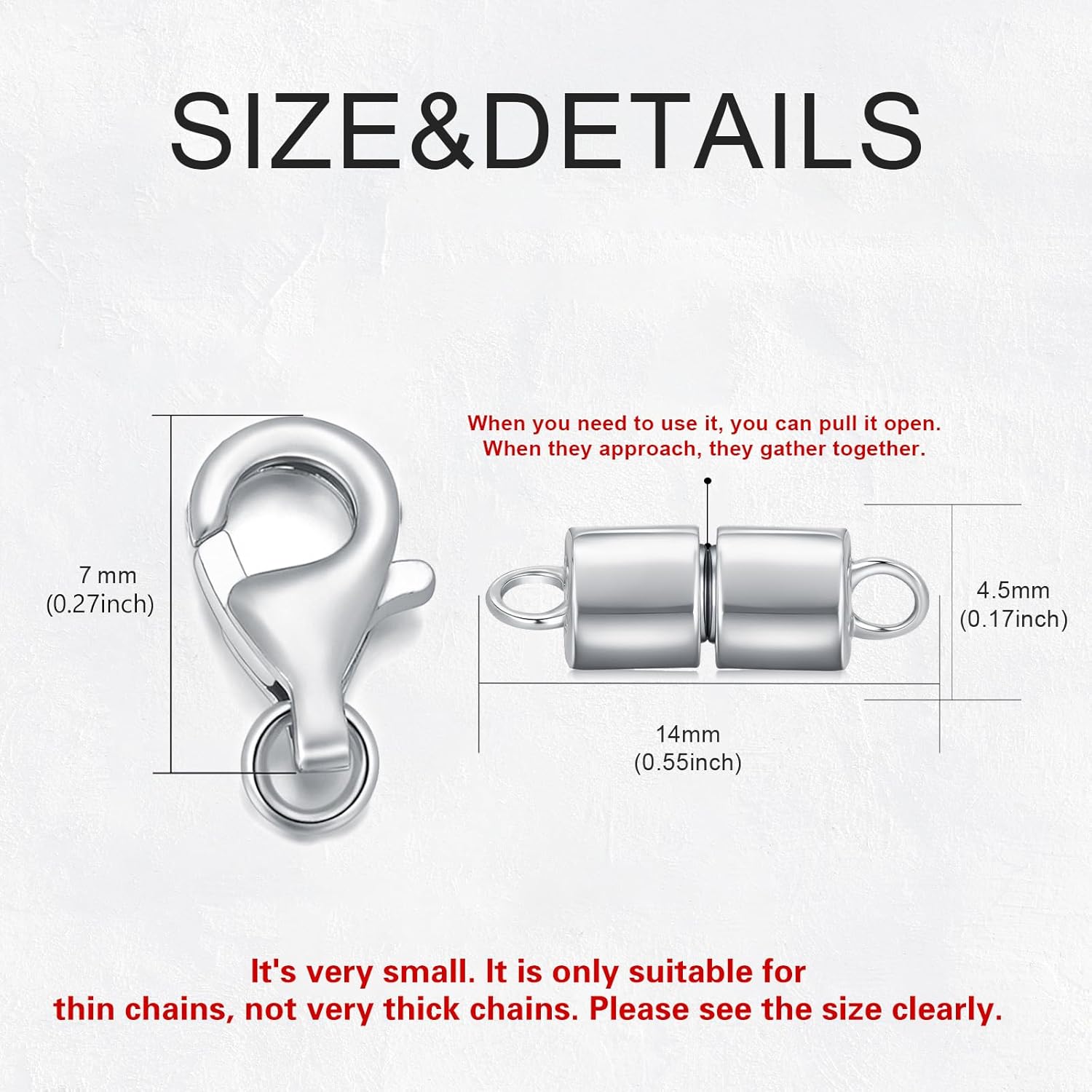 925 Sterling Silver Lobster Clasp for DIY Necklace Bracelet Jewelry Making, Double Spring Clasp with Closed Jump Rings, Necklace Extender Clasp Connector Bracelet Extension (Style 18)
