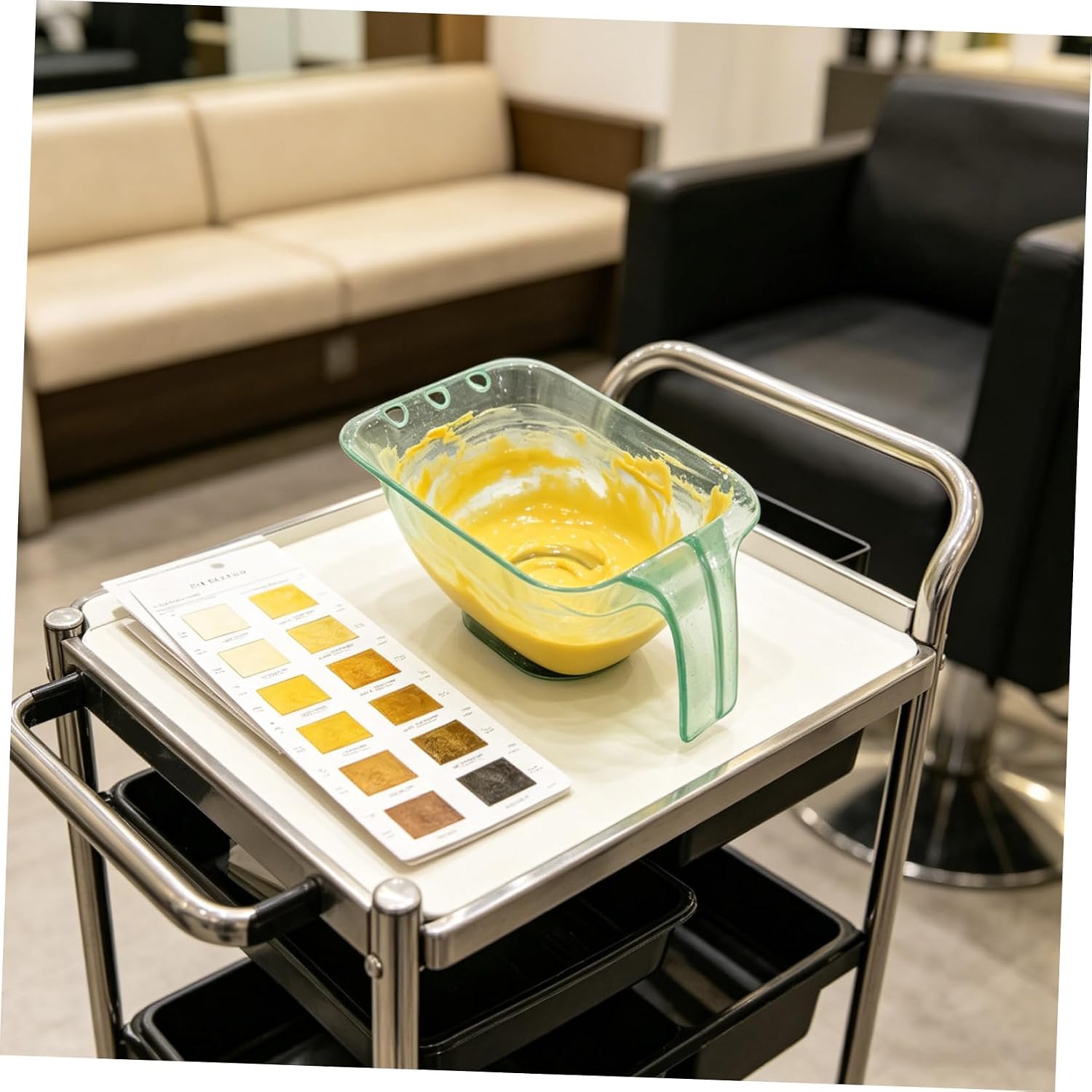 2pcs Hair Dye Mixing Bowls with Handle Non-slip Plastic Hair Color Tint Bowls for Hairstylists in Soft Blue and Turquoise for Professional Coloring