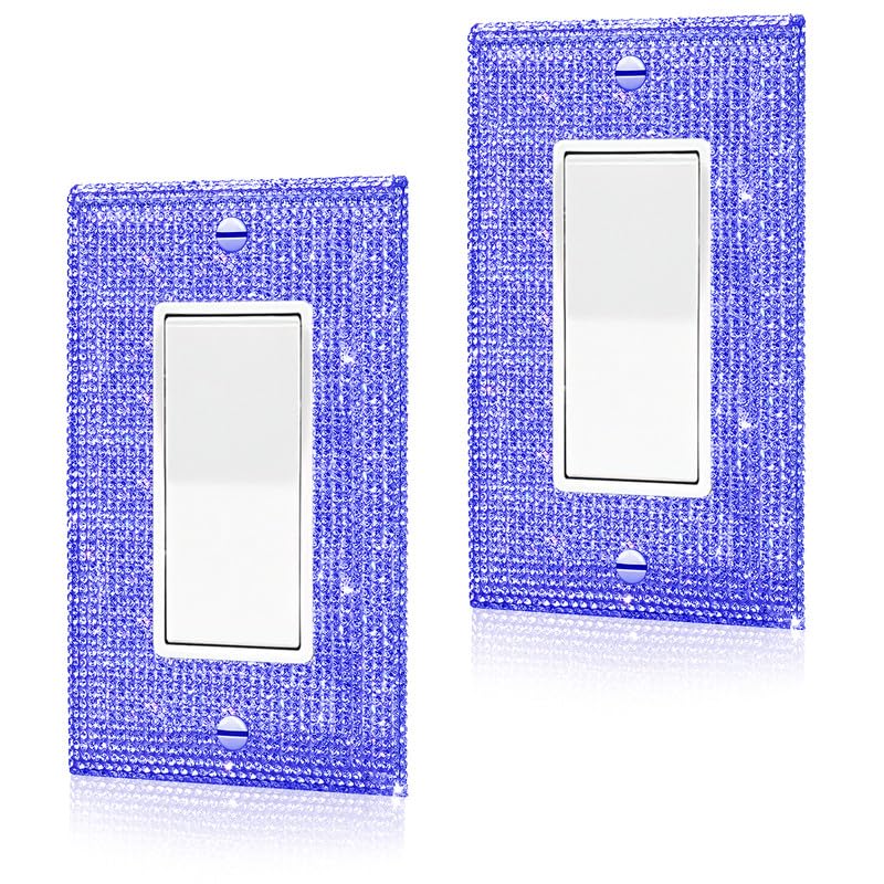 Image of 2 Pcs Shiny Purple Rhinestones Switch Plates And Outlet Covers Light Switch Cover Decorative Light Switch Cover Plate Rhinestone Bling Outlet Cover Wall Plate