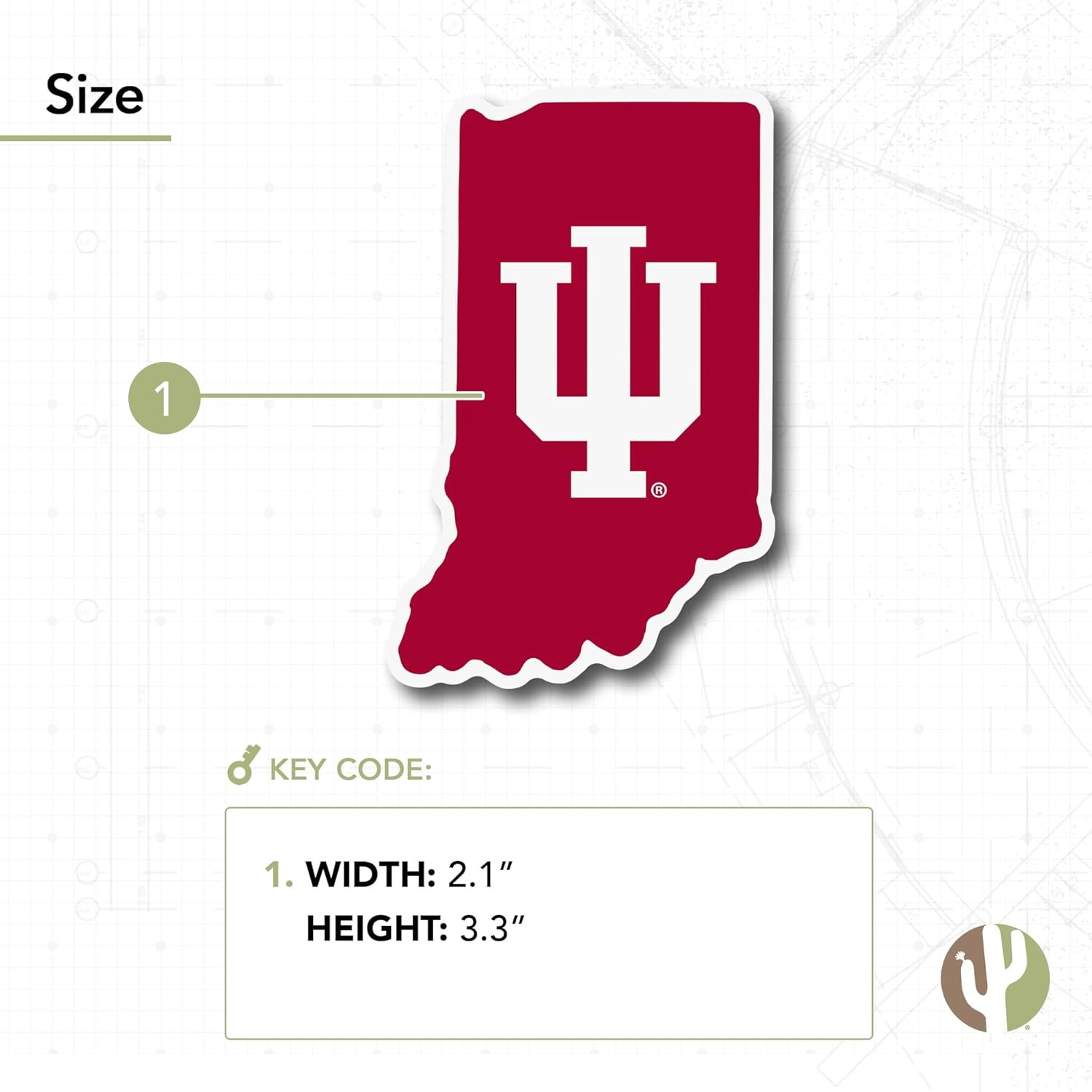 Desert Cactus Indiana University Sticker Bloomington Hoosiers Vinyl Decal Laptop Water Bottle Car Scrapbook (State Border Sticker) - Image 3
