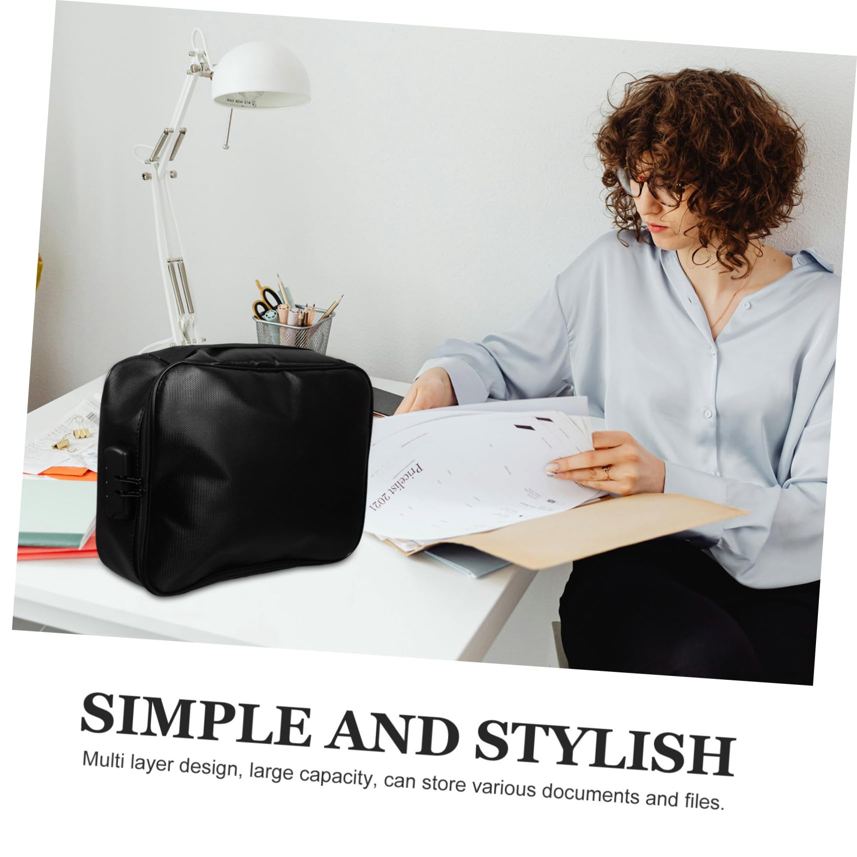 Sacchetto Ignifugo per Documenti Multi Strato in Fibra Nera | Uso Viaggio e Quotidiano, Design Elegante e Resistente, Organizer Portatile Chiusura Sicura