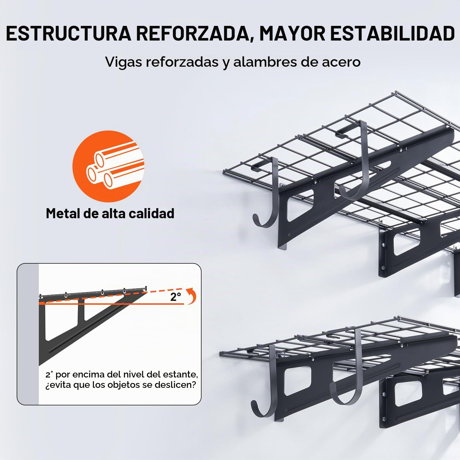 VEVOR Estantes Flotantes de Pared para Garaje, 122 x 61 cm, Juego de 2 Piezas, Gran Superficie Útil, Carga de 227 kg por Estante Colgante de Metal para Herramientas, para Tiendas, Garajes, Almacenes