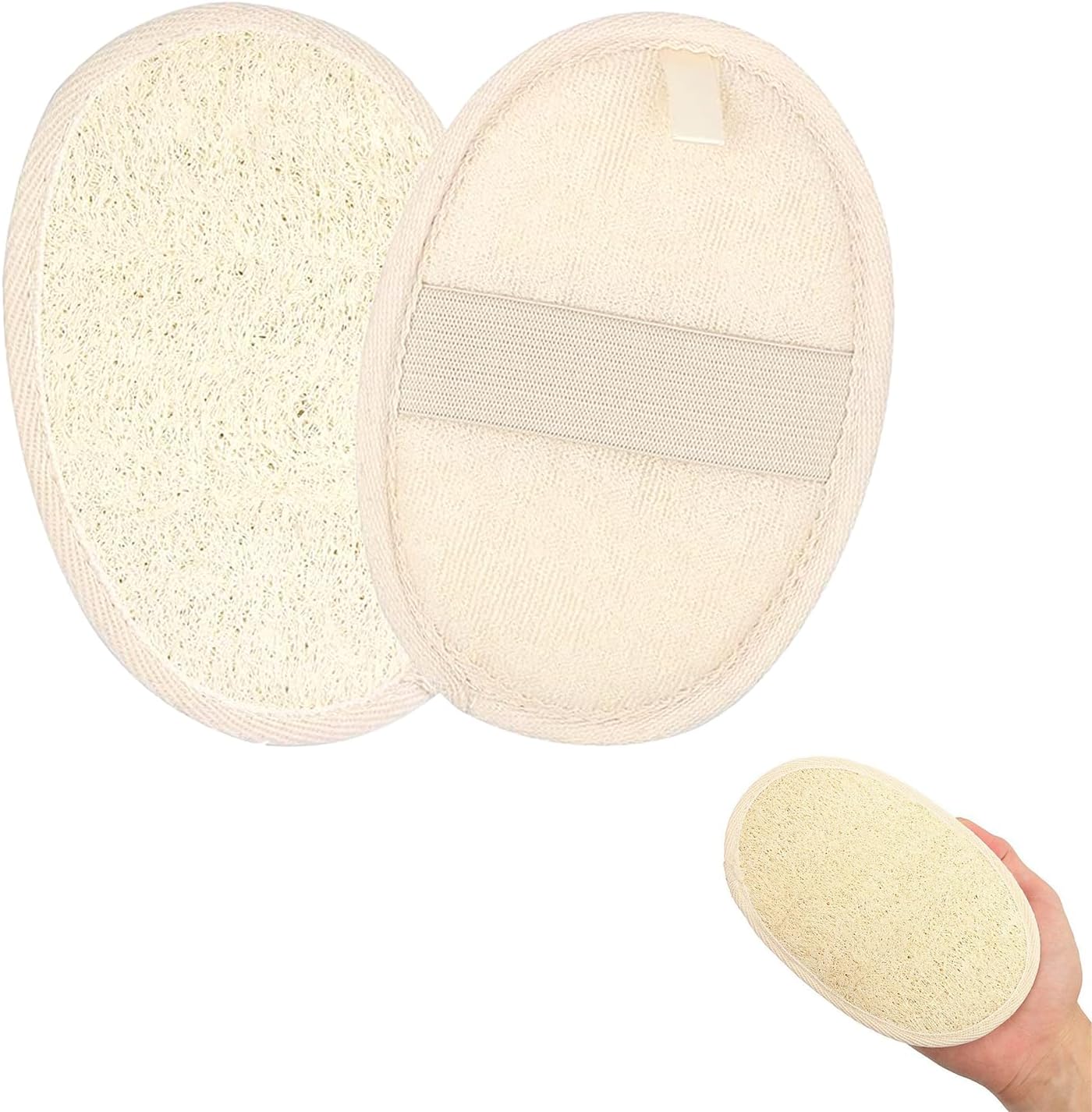 2pcs Natural Loofah Sponge Exfoliating Body Scrubbers,Loofah Exfoliating Back Scrubber with NaturalLuffah Pad for Body Bath Sponge Natural Exfoliating Deep Back Washer for Men Women,Shower