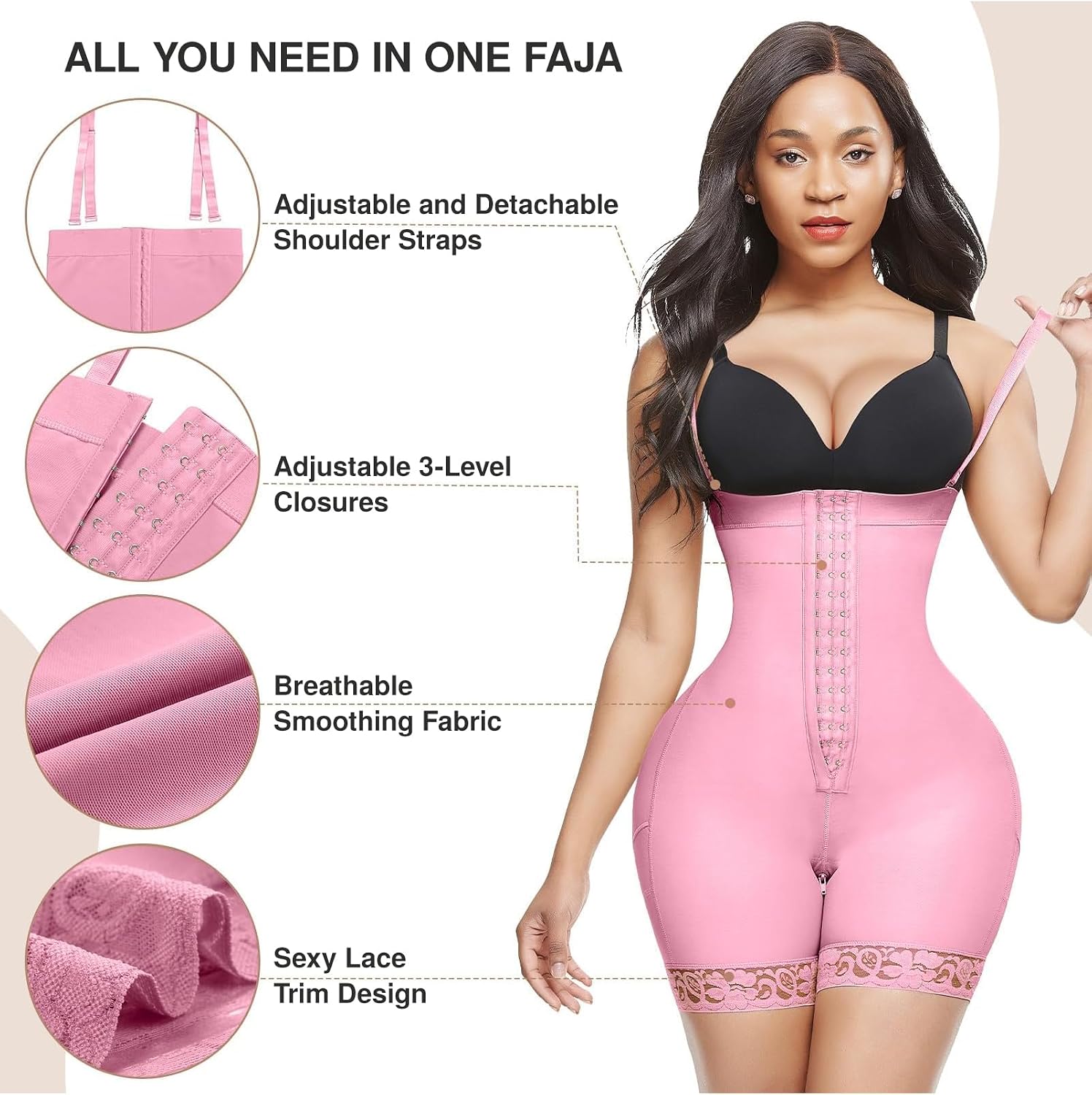 Condition photo showing New/Like New for lover-beauty fajas colombianas shapewear for women tummy control postpartum body shaper butt lifter bodysuit pink large