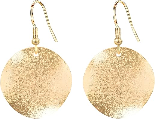 Gold Disc Dangle Earrings Gold Circle Earrings Circle Earrings Lightweight Hammered Disc Dangle Earrings Jewelry for Women
