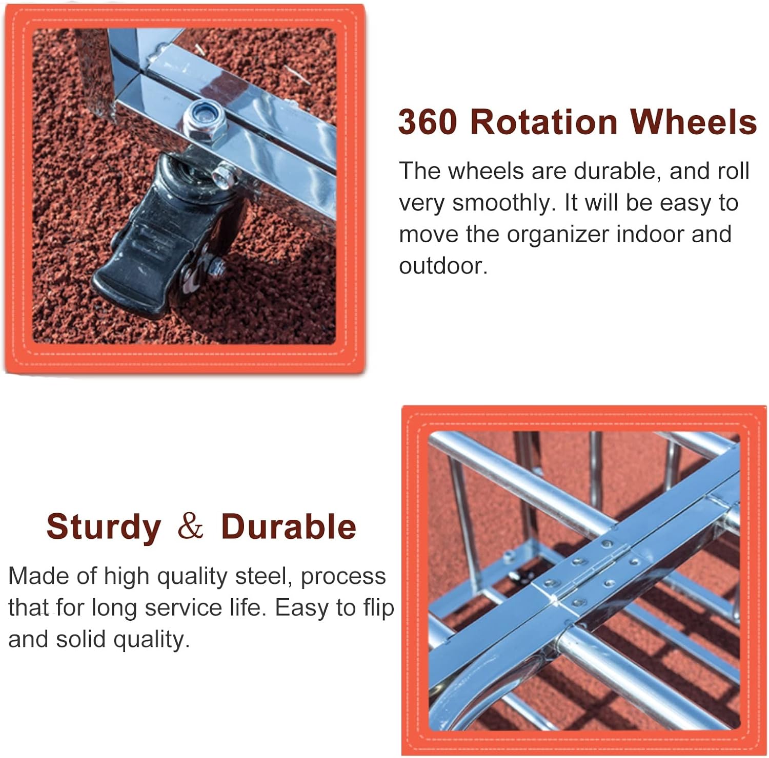 Sports Ball Storage Stand - Rolling Stainless Steel Ball Rack Cart, Large Portable Organizer for Garage & Playground, Durable Sports Equipment Basket