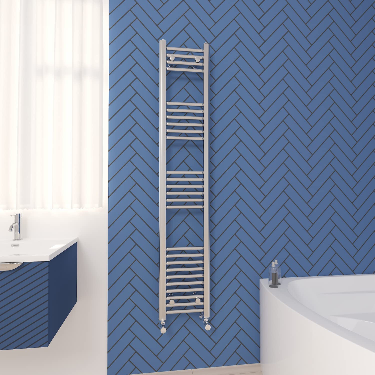 NRG Straight Central Heating Towel Rail Bathroom Radiator Chrome 1600×300mm