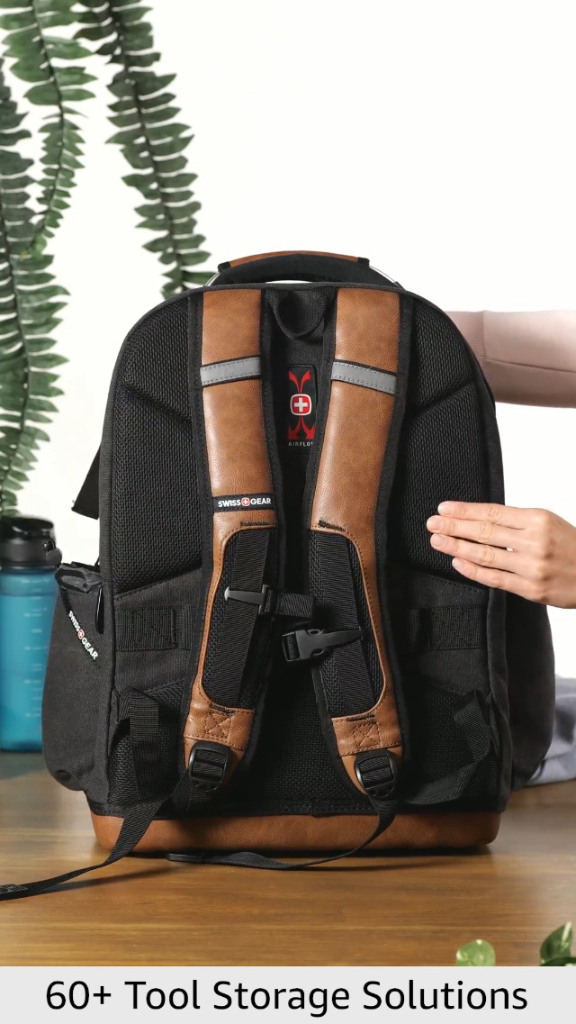 Amazon.com: SwissGear Tool Bag Backpack, Fits Up to 17-Inch Laptop, Work  Pack PRO, Black/Brown Canvas : Electronics