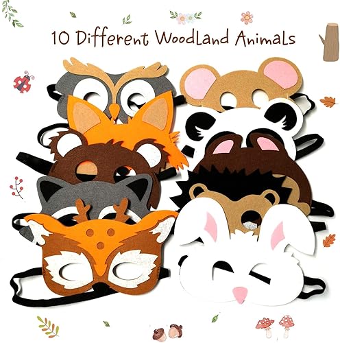 Miniatura 8 de CiyvoLyeen Máscaras de fieltro de animales de la selva de safari con temática de animales salvajes, recuerdos de fiesta de cumpleaños, disfraces,