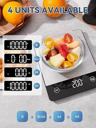 Miniatura 3 de JOYHILL Báscula digital de cocina de 22 libras, onzas y gramos para perder peso, hornear y cocinar, báscula de acero inoxidable de alta calidad con