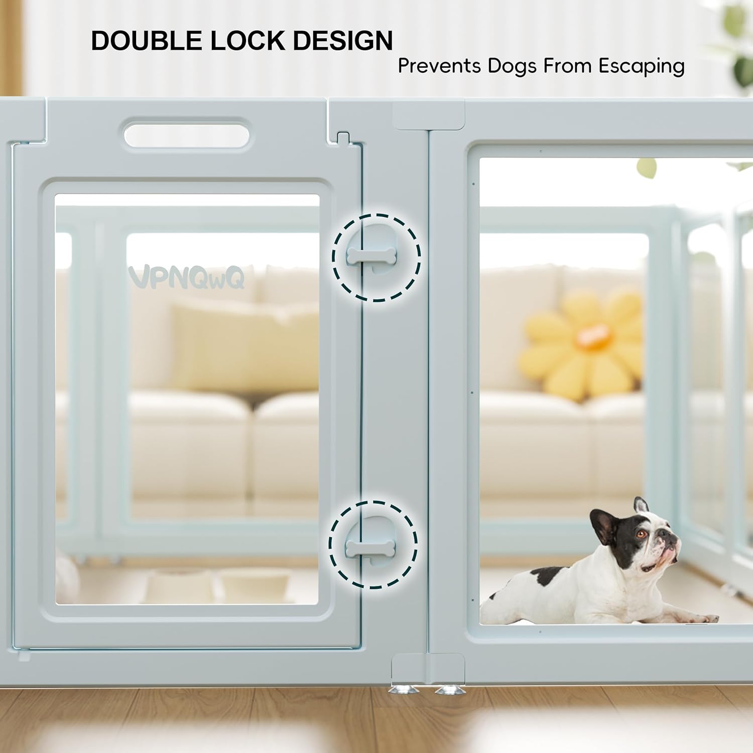 Clear Acrylic Dog Playpen with Door - 24 Inch Tall Puppy Playpen - Easy Assemble Pet Fence - 12 Panel Indoor Dog Play Pen for Puppies/Small (24 Inch High, 12 Panel)