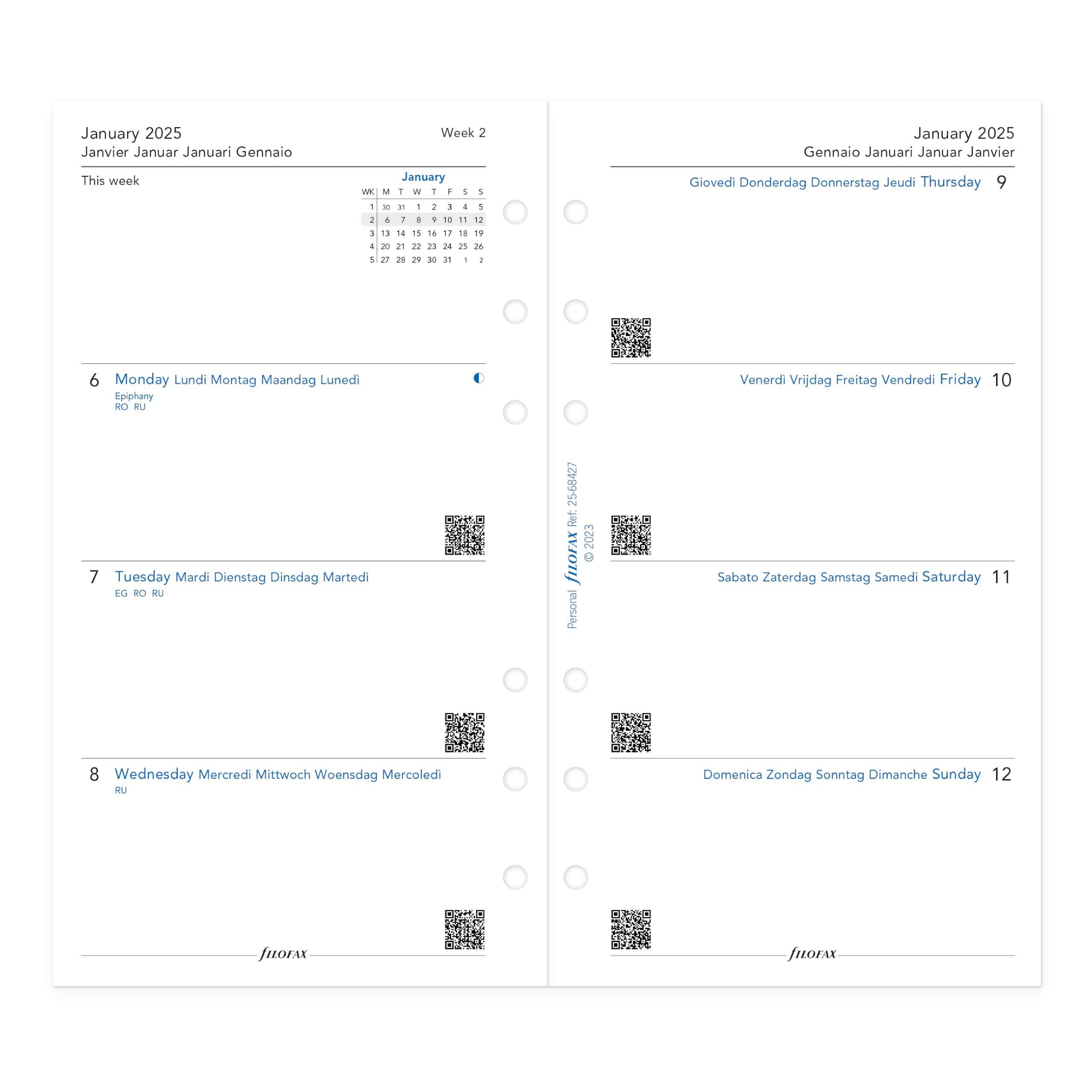 Filofax Personal Leather Organiser A6 Classic Stitch Peach Coloured Ring Binder Timer 028527