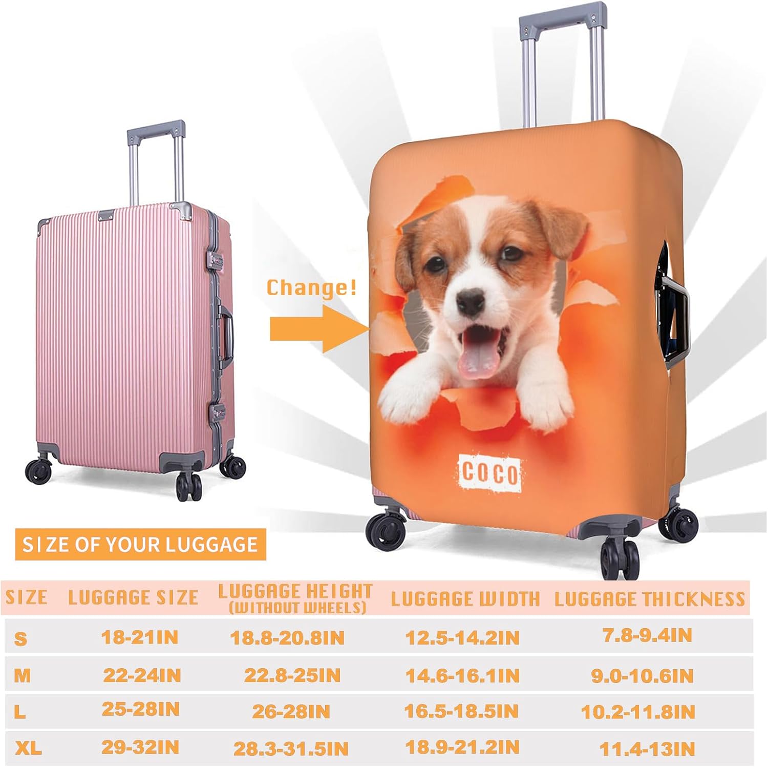 Custom Luggage Cover Personalized Suitcase Cover Add Photo LOGO Image Design Customize Elastic Washable Travel Suitcase Protector Gift for Men Women (XL)