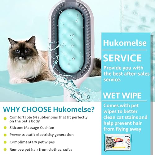 Miniatura 6 de Cepillo de pelo de gato con tanque de agua, peine de eliminación de pelo de mascotas con toallitas, cepillo de limpieza 2 en 1, cepillo de pelo