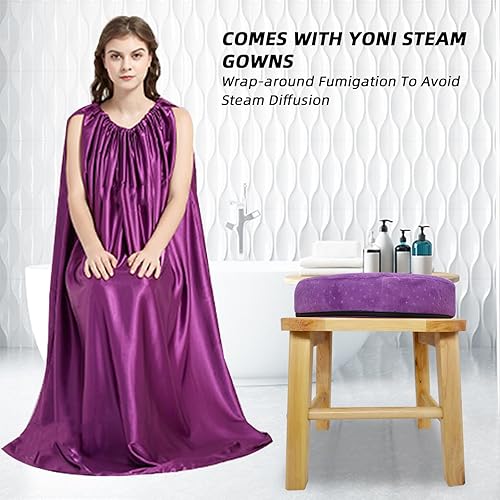 Miniatura 2 de Yoni - Kit de asiento vaginal de madera con bata para cuidado posparto vaginal femenino, tratamiento de período irregular, alivio de la menopausia,