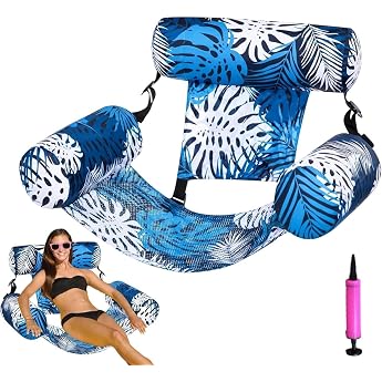 Inflatable Water Pool Air Mattress for Adults 4 in 1 Pool Toy Inflatable Pool Deck Chair Swimming Cushion Adults Portable with Air Pump for Water St-Rand Parties Summer