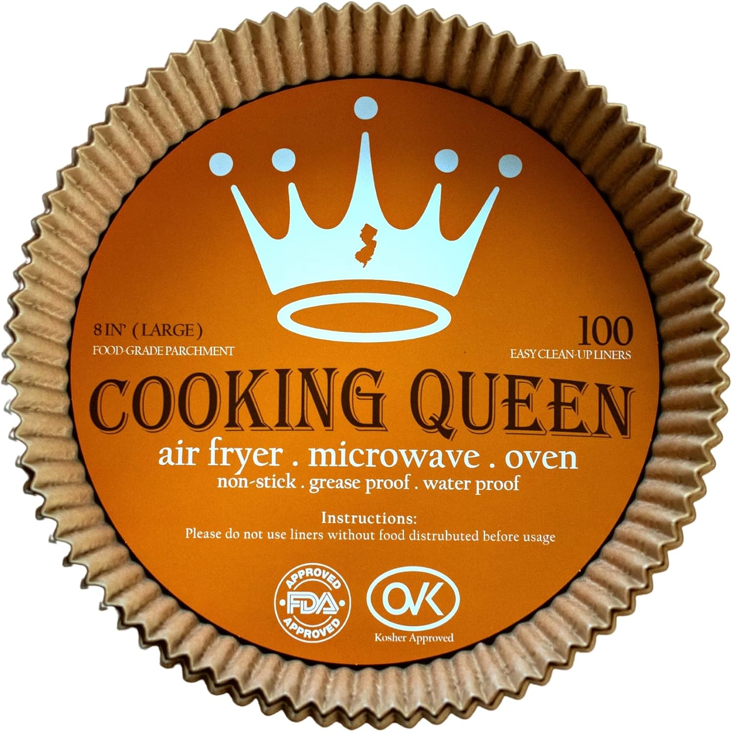 Air Fryer Disposable Paper Liner, Disposable Fryer Paper Pads, Non-Stick Air Fryer Lined Oil Resistant, Waterproof, Food Grade Baking Paper Baking Microwave Baking Paper (100, 8" Round)