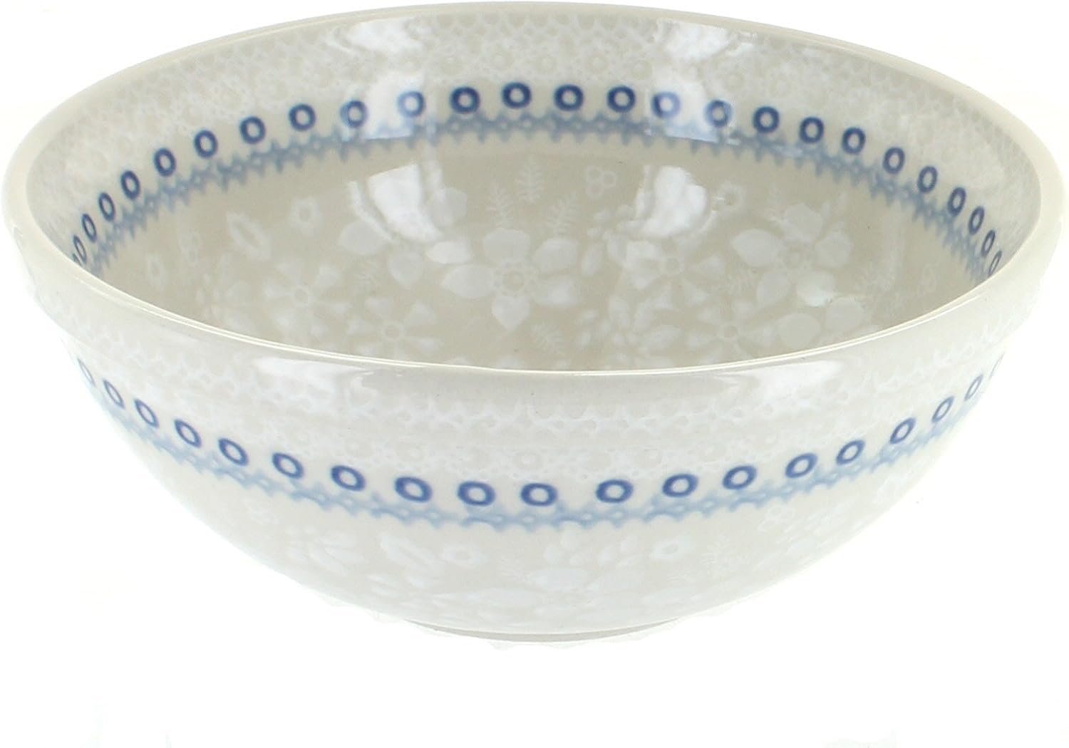 Blue Rose Polish Pottery - Off-white Victoria Cereal/Soup Bowl - 6.5" Diameter - Great Bowl for Everyday Dinnerware, Casual Dinnerware, or Formal Dining