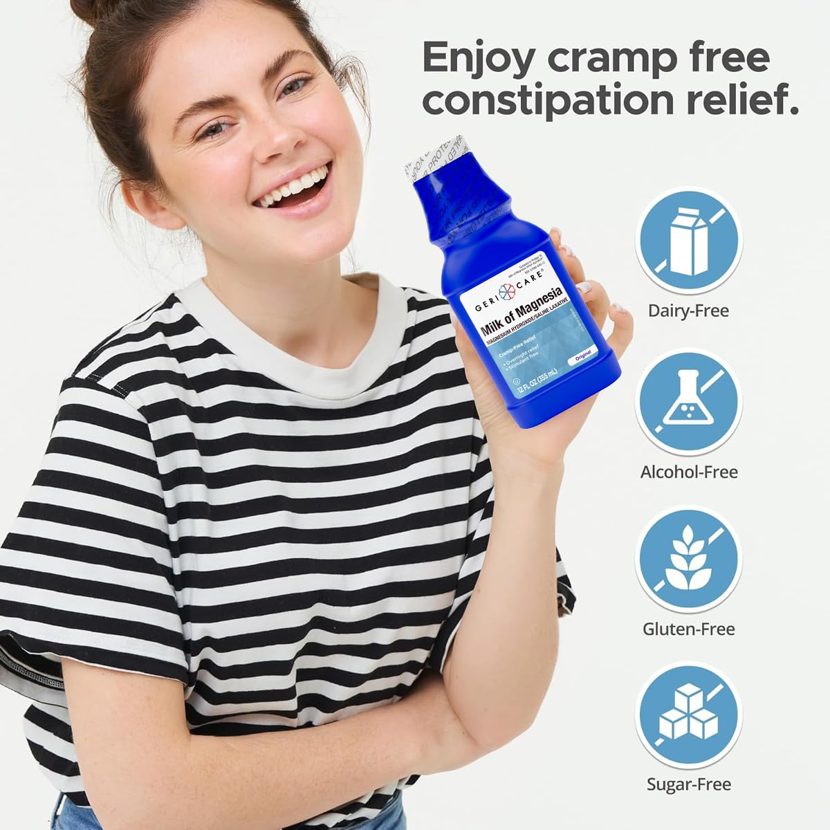 GeriCare Milk of Magnesia, Magnesium Hydroxide 1200mg | Original Flavor | Constipation Relief | Cramp-Free, Saline Laxative | 12 Fl Oz (Pack of 1) — Amazon image 2