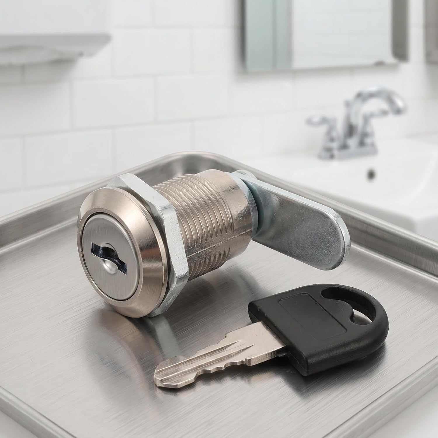 Stainless Steel Lock and Key Set for Commercial Roll Paper | Towel Dispenser and Toilet Paper Dispenser Replacement Secure Lock Accessory for Bathroom