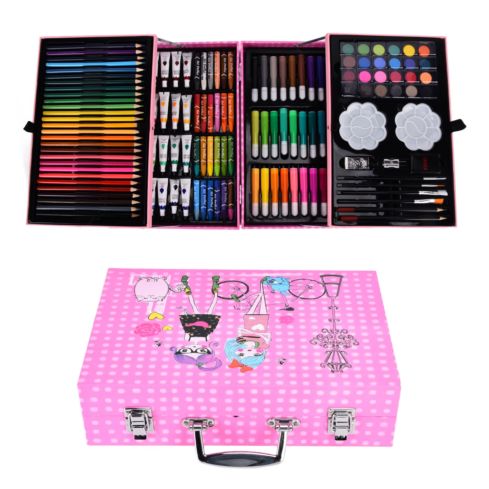 Zeichenbox, waschbar, geruchlos, bunt, sicheres Pigment, 2-lagige Aluminiumbox, Kunstset