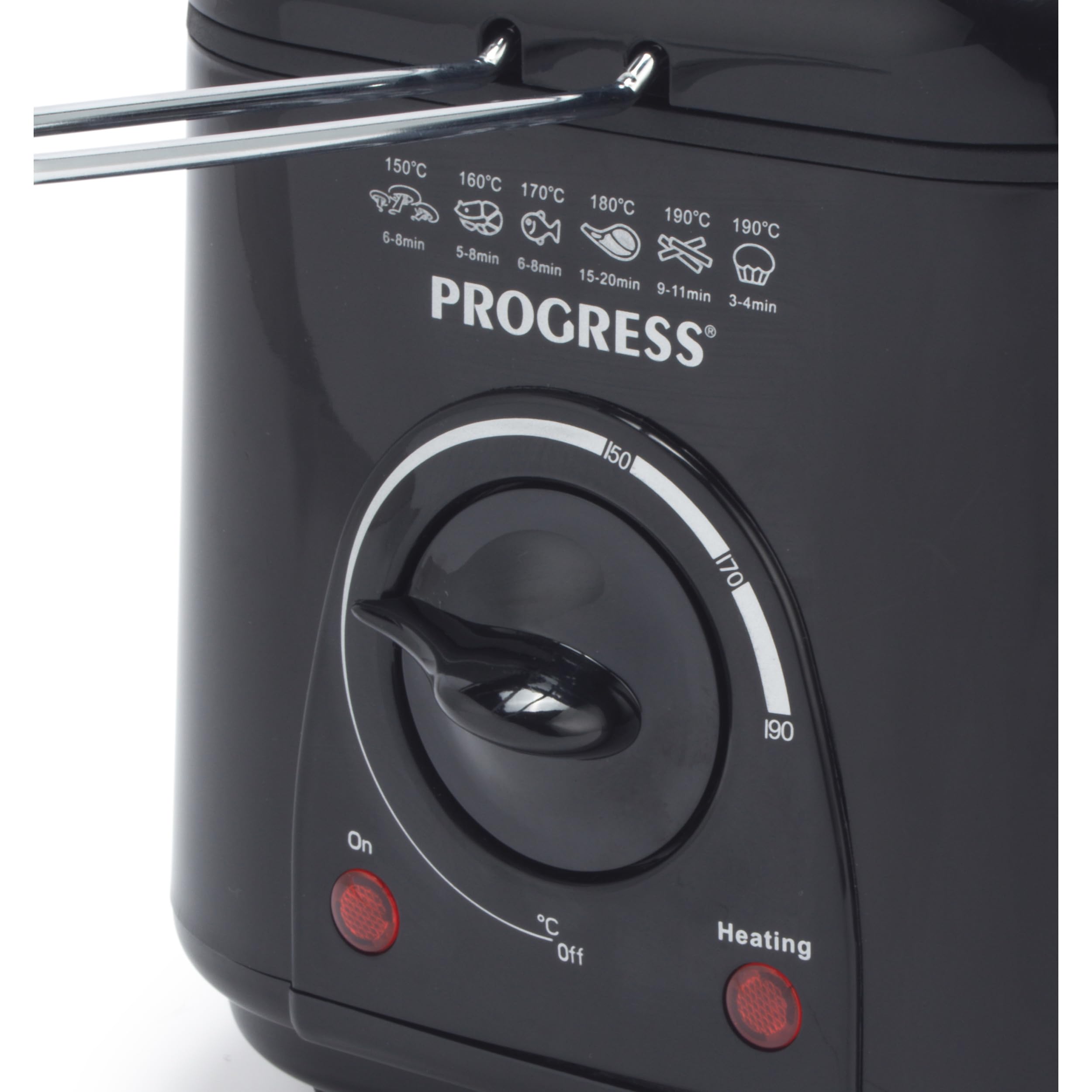 Progress EK2969PBLKVDE Freidora Compacta de 1 L Mini para Grasas Profundas - Cesta de Cocción Antiadherente, Fácil Limpieza, Control de Temperatura Ajustable, Filtro Reductor de Olores, 950 W