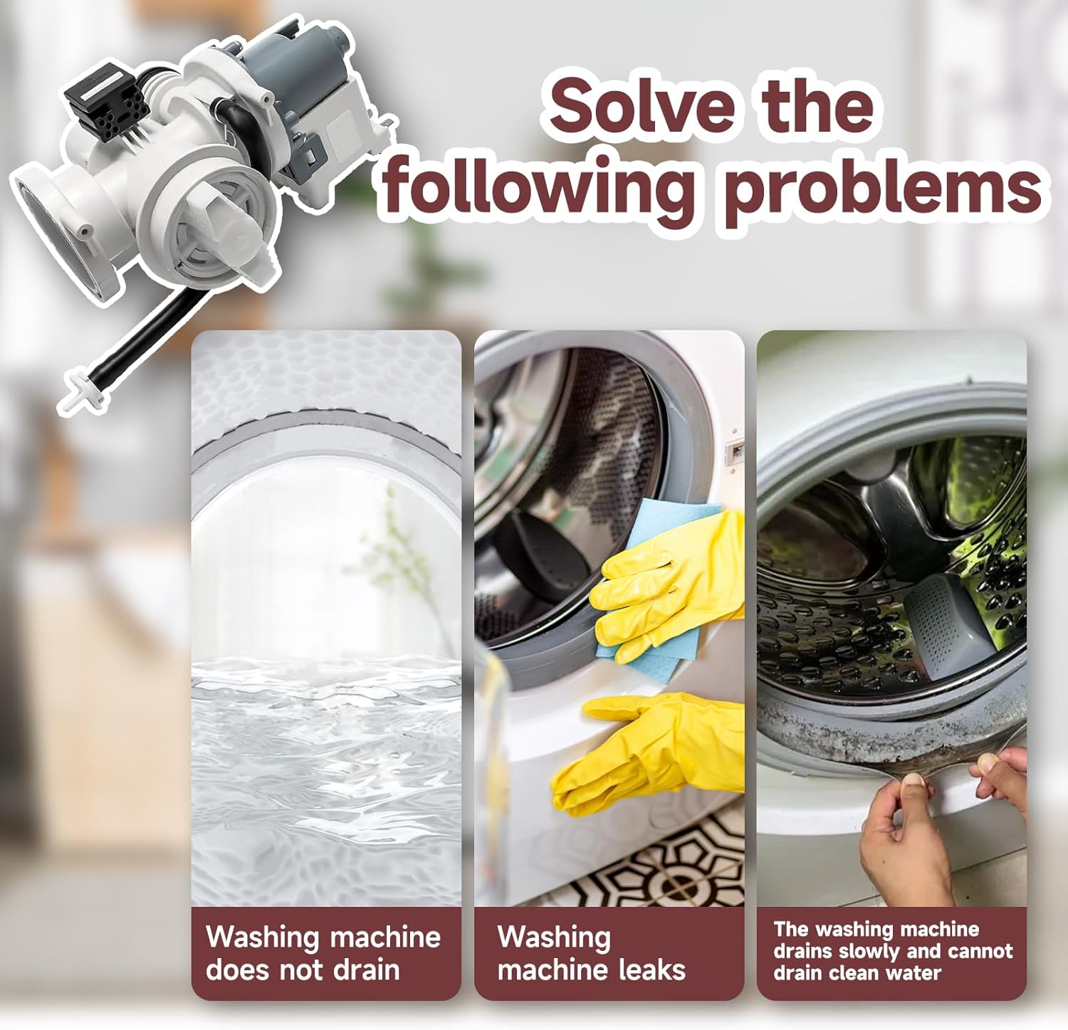 DC97-17999Q Drain Pump Assembly Replace AP6285765 PS12394403 EAP12394403 Compatible with Samsung Washer WV55M9600AV WV55M9600AW