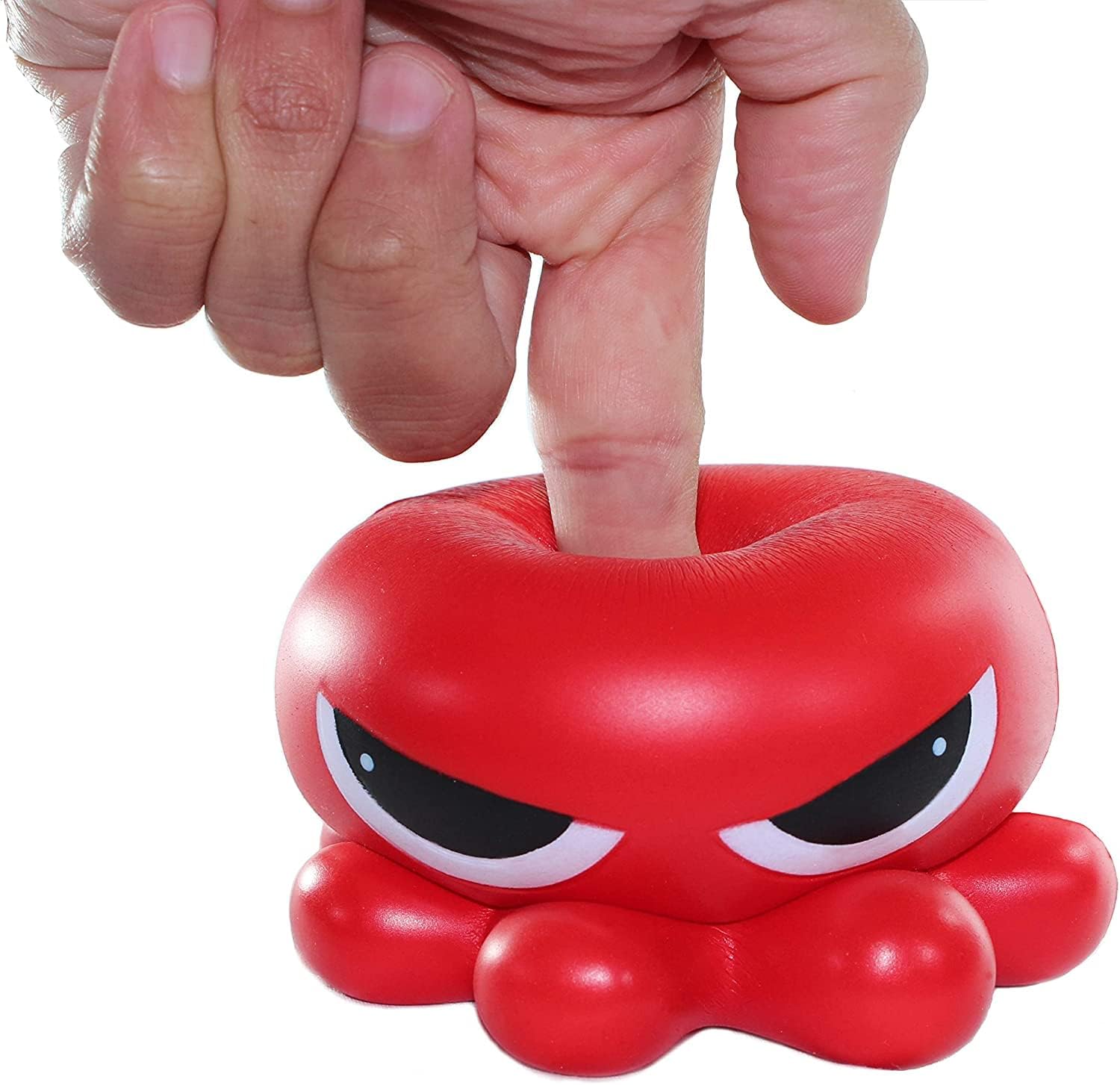Squishy Grumpy Baby Octopus - Adorable Super Soft Stress Relief Squeeze Toy - Fun Slow Rising Fidget Toy for Adults and Desk Office - Hand Exercise Anger Squeeze Ball - Large 5 Inch