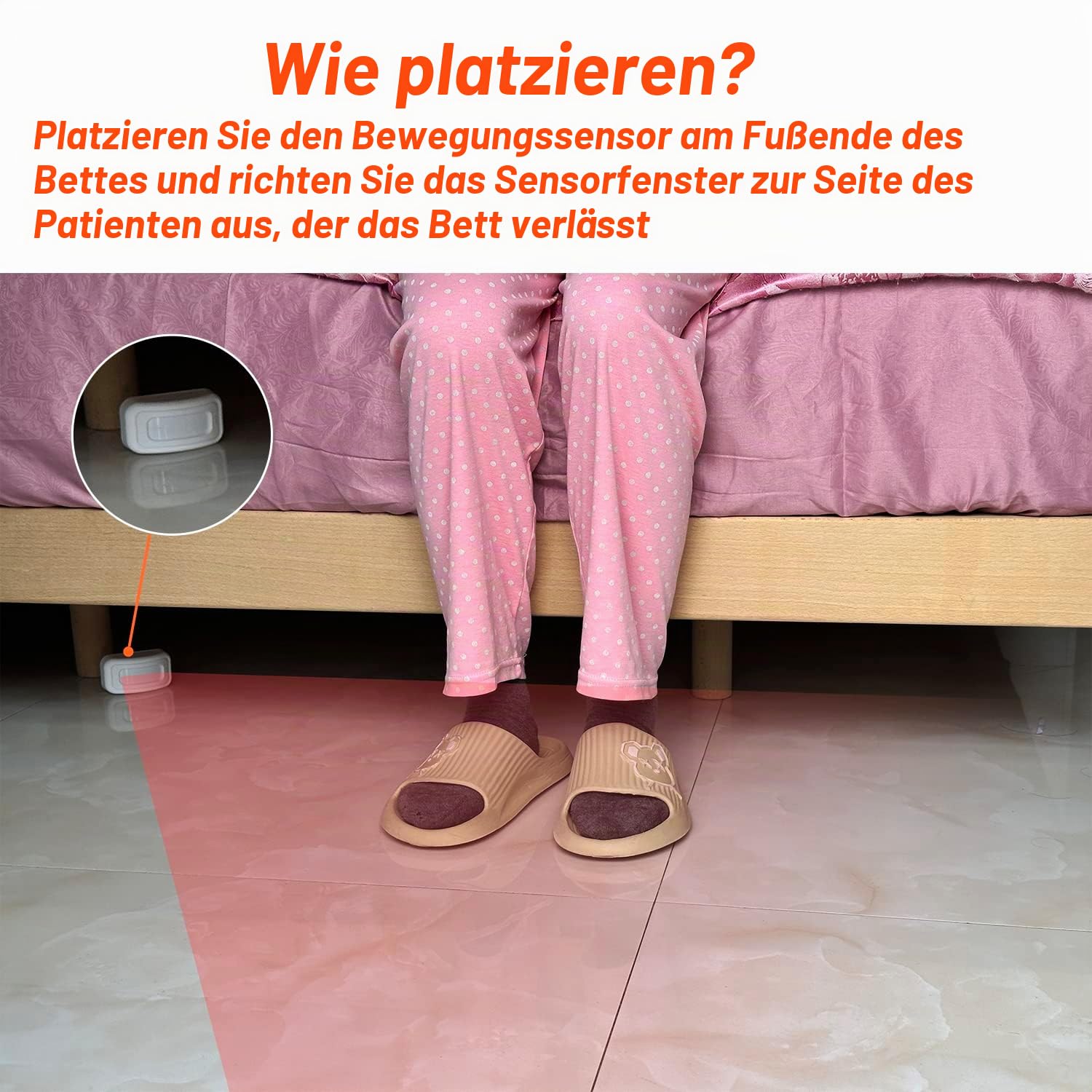 Professioneller Bettsensor und Sturzprävention für ältere Menschen/Demenz und mehr, Pager-Bewegungssensor mit 5 Lautstärkestufen