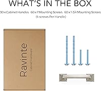 Vista 7 de Ravinte Paquete de 30 tiradores de arco sólidos de 3 pulgadas cuadrados, manijas de gabinete de cocina, tiradores de níquel cepillado plateado