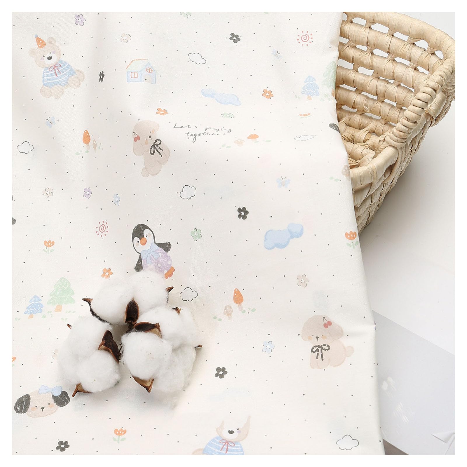 Tessuto di cotone per bambini, 200 x 235 cm, al metro, per cucire, fiori