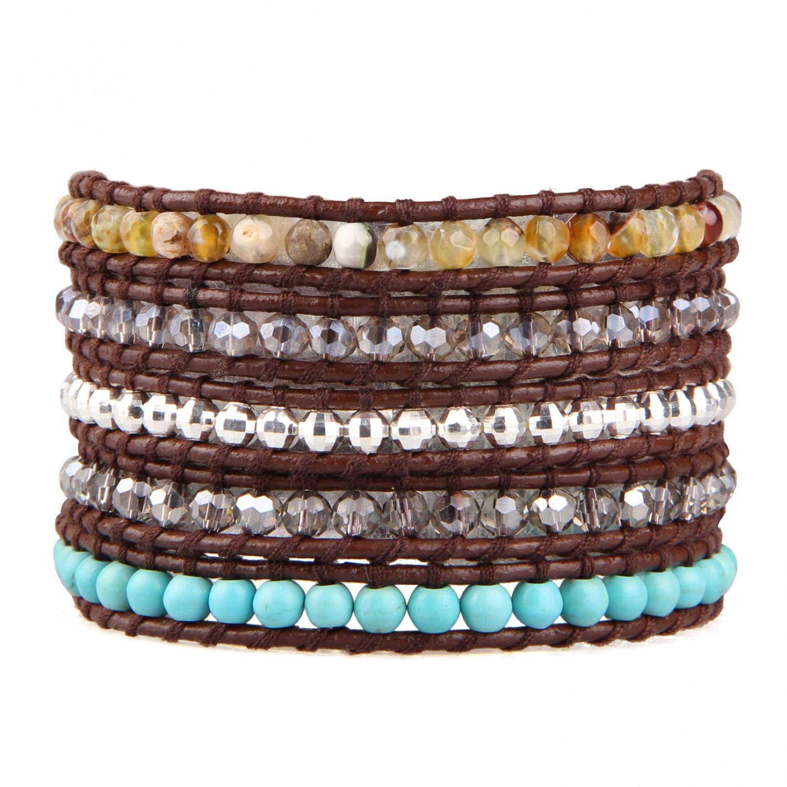 YEKIM Bracciale in rilievo Bracciale Delle Donne Multi Strato Avvolto Bracciale Perla Coppia Braccialetto Gioielli Accessori