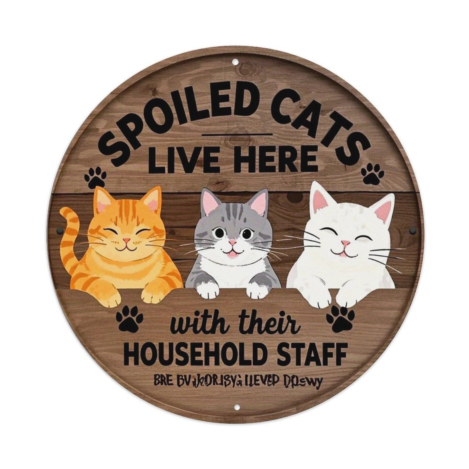 Jdyansheng Vintage Spoiled Cats Live Here_1 Tin Sign Metal Poster Metal Signs For Home Man Cave Bar Cafe Kitchen Laundry Room Wall Decorations 8X8 Inches
